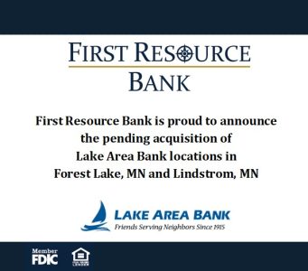 First Resource Bank To Acquire Lake Area Bank